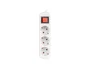 Lanberg PS1-03F-0150-W - Regleta de 3 Tomas Schuko con Protección Infantil y Interruptor - 1.5 m Cable - Blanco - 2500W, 10A, IP20, para Interior