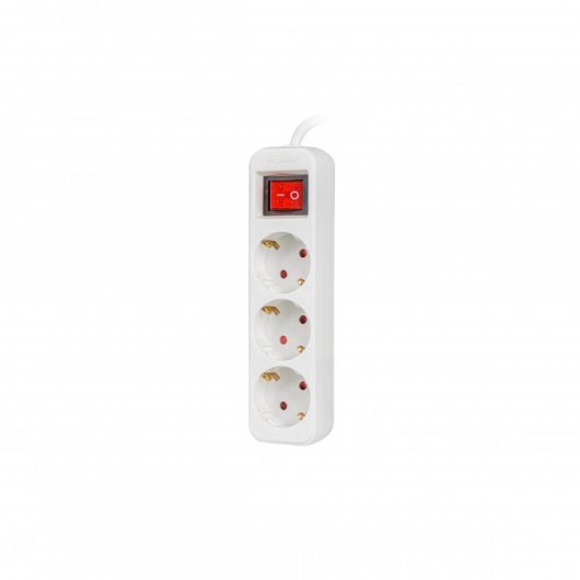 Lanberg Regleta 3 Tomas Schuko con Protección, Cable 1.5m, Blanca