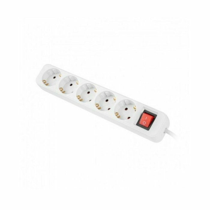 Lanberg Regleta 5 Tomas Schuko con Protección, 3m, Blanco
