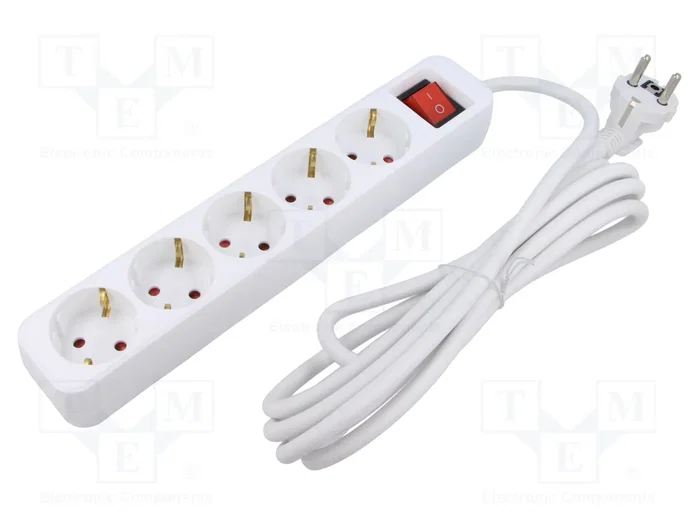 Lanberg Regleta 5 tomas Schuko con protección infantil, cable 3m, Blanca PS1-05F-0300-W