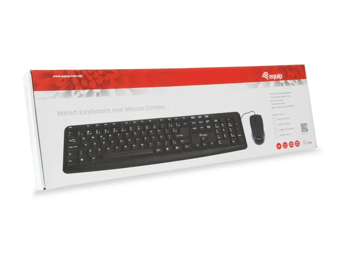 Equip Kit de Teclado Español y Ratón USB Negro 245201