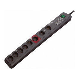 Brennenstuhl Secure-Tec 1159490936 Protector de Sobretensión 8 Salidas, 3m Cable, 19.5kA, 3500W, 16A, Negro Antracita