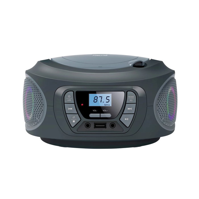 Fonestar sistem Boom - One - G Radio CD USB FM Portátil con Entrada Auxiliar y Efectos Luminosos, Gris