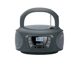 Fonestar BOOM-ONE-G Radio Portátil con Reproductor de CD, Bluetooth, FM, Altavoces 4W, Entrada Auxiliar, Gris