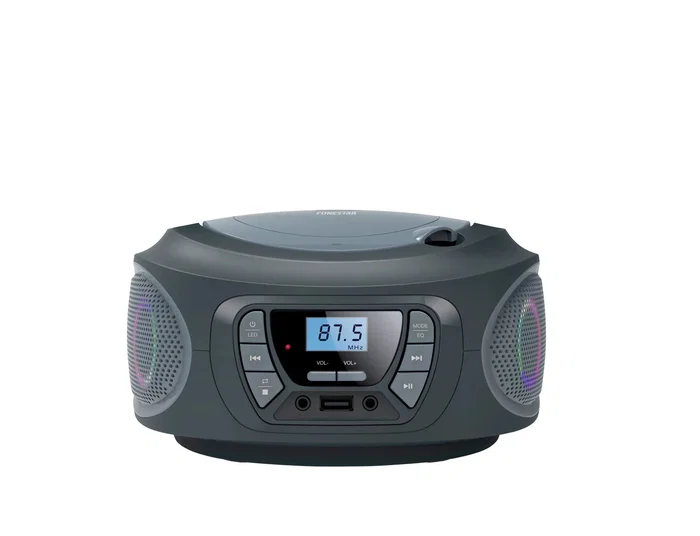Fonestar BOOM-ONE-G Radio Portátil con Reproductor de CD, Bluetooth, FM, Altavoces 4W, Entrada Auxiliar, Gris