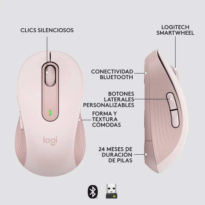 Logitech Signature M650 L Ratón Inalámbrico Rosa