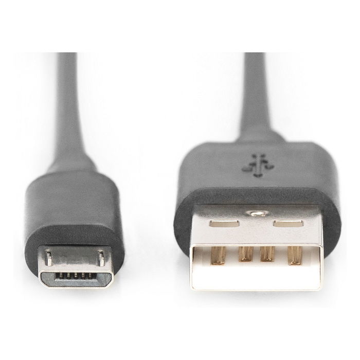 Digitus Cable USB 2.0 A Micro B 3m Macho Negro para Datos y Carga, Plug and Play, Certificado UL
