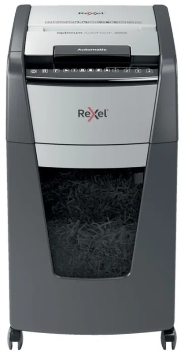 Rexel Optimum Auto+ 300X Destructora Automática de Microcorte Negro y Gris, 300 Hojas, 60L