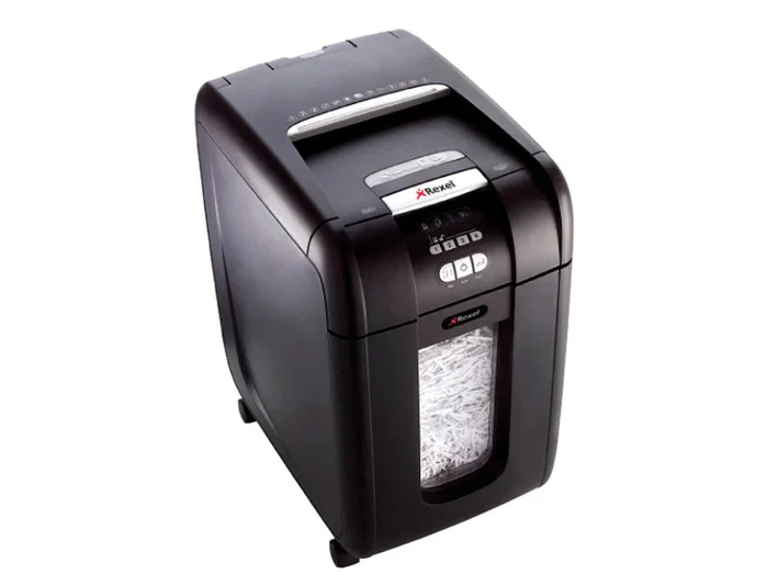 Rexel Optimum Auto+ 300X Destructora Automática de Microcorte Negro y Gris, 300 Hojas, 60L