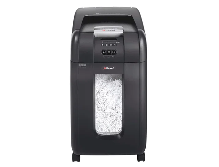Rexel Optimum Auto+ 300X Destructora Automática de Microcorte Negro y Gris, 300 Hojas, 60L