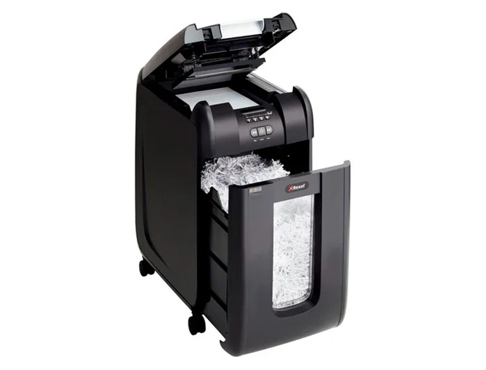 Rexel Optimum Auto+ 300X Destructora Automática de Microcorte Negro y Gris, 300 Hojas, 60L