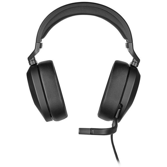 Corsair HS65 Auriculares Gaming Supraaurales con Microfono Boom, Cancelación de Ruido, 1.5 m Cable USB, Negro Carbono, 20-20000 Hz, 111 dB