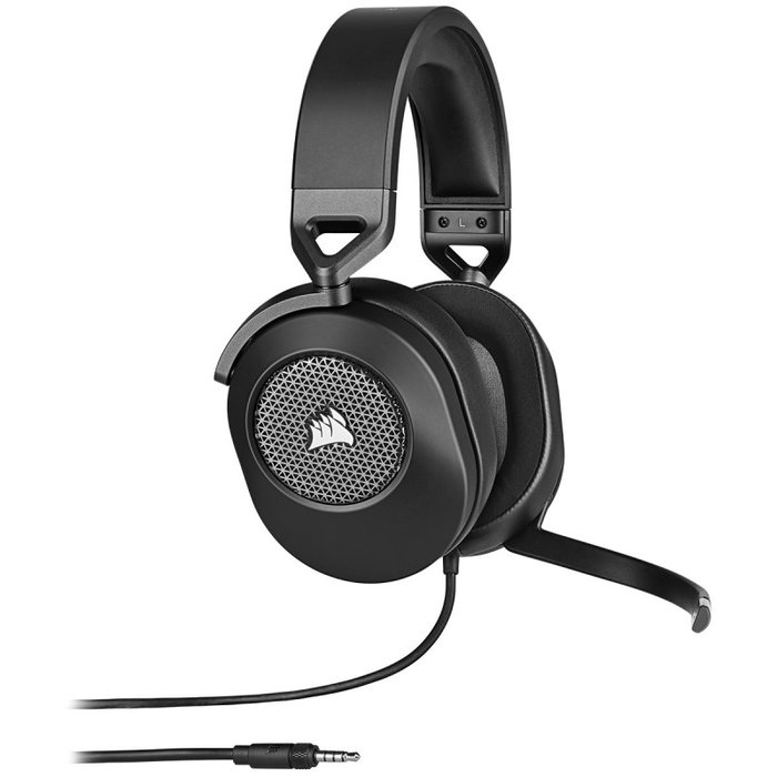 Corsair HS65 Auriculares Gaming Supraaurales con Microfono Boom, Cancelación de Ruido, 1.5 m Cable USB, Negro Carbono, 20-20000 Hz, 111 dB