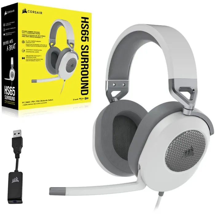 Corsair HS65 SURROUND Auriculares Gaming Blanco