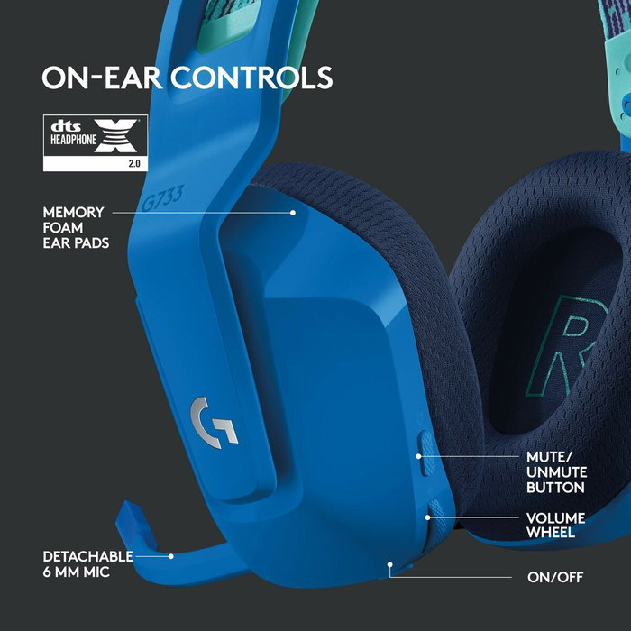Logitech G733 Auriculares Gaming Inalámbricos LIGHTSPEED Azul Logitech G733 Auriculares Gaming Inalámbricos LIGHTSPEED Azul