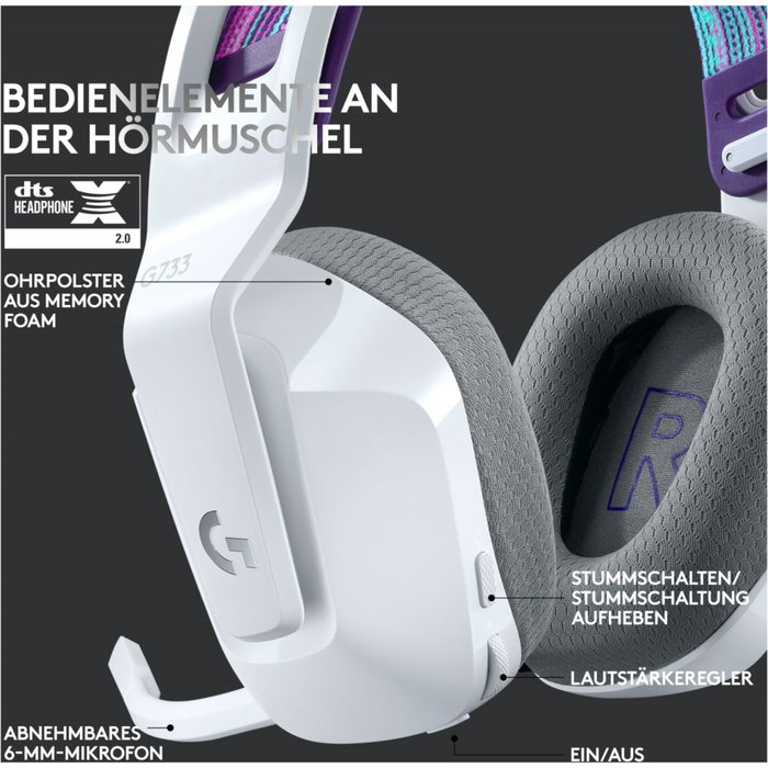 Logitech G733 LIGHTSPEED Wireless Gaming Auriculares Blanco
