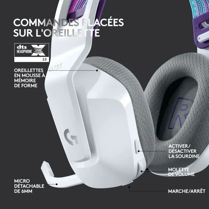 Logitech G733 LIGHTSPEED Auriculares Inalámbricos para Juegos Blanco
