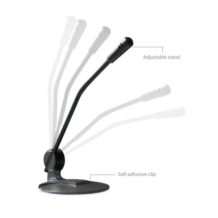 Ewent Ew3550 - Micrófono Multimedia para Llamadas por Internet y Grabación, Manos Libres, Conector Jack 3.5 mm, Soporte Ajustable con Clip Adhesivo