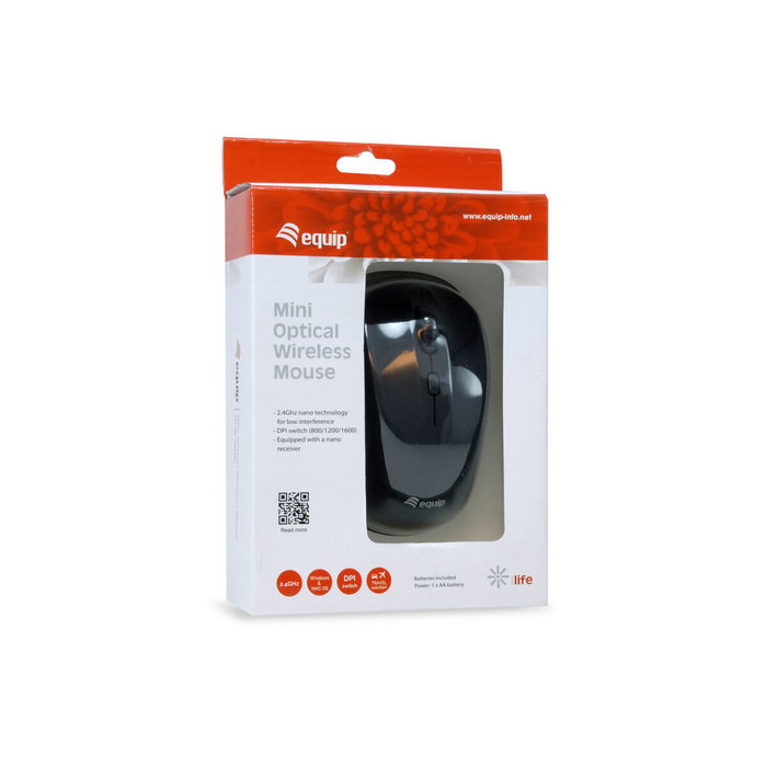 Equip Mini Ratón Óptico Inalámbrico Negro