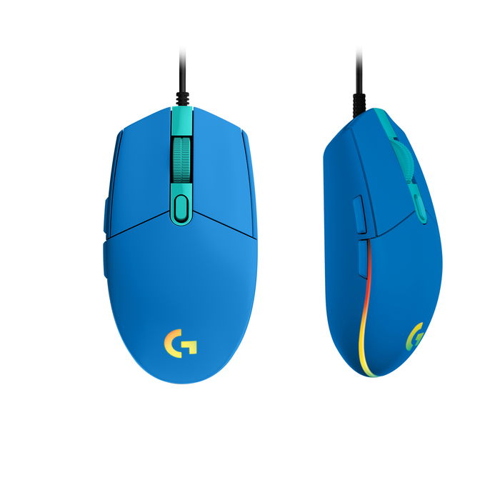 Logitech G203 Lightsync Gaming - Ratón óptico cableado USB, 8000 DPI, 6 botones, RGB, azul