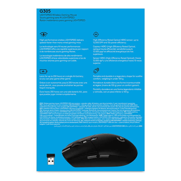 Logitech G305 Lightspeed Ratón Gaming Inalámbrico Negro