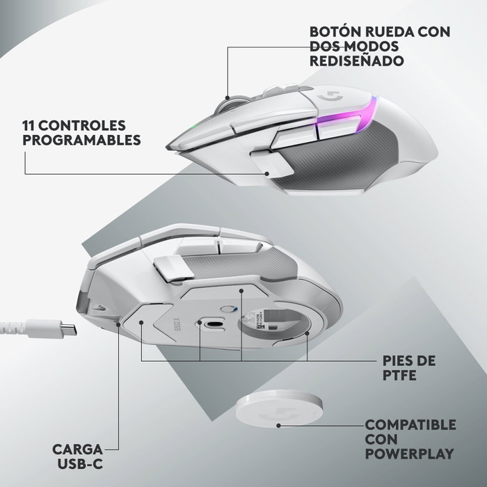Logitech G G502 X PLUS Lightspeed Ratón Gaming Inalámbrico Blanco