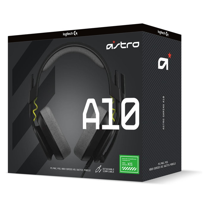 Logitech ASTRO Gaming A10 Gen 2 Auriculares Gaming Diadema Alámbricos con Micrófono Boom, 20-20000 Hz, Conector 3.5mm, Compatibles con PC, Mac, PS4, PS5, Xbox One/Series X|S - Negro