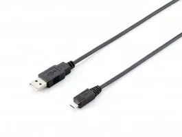 Equip Cable USB 2.0 Tipo A a Micro USB B - 1.8 metros - Negro - Velocidad 480 Mbps - Conectores Chapados en Oro - Plug and Play