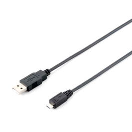 Equip Cable USB 2.0 Tipo A a Micro B, Doble Blindado Negro, Carga y Sincronización para Smartphones
