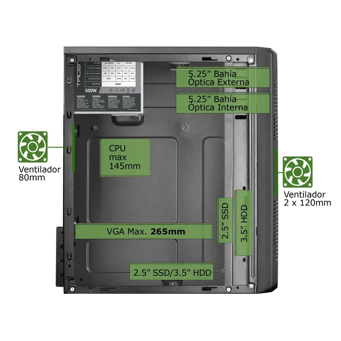 Tacens Anima ACM500 Caja Minitorre con Fuente 500W Negro Tacens Anima ACM500 Caja Minitorre con Fuente 500W Negro