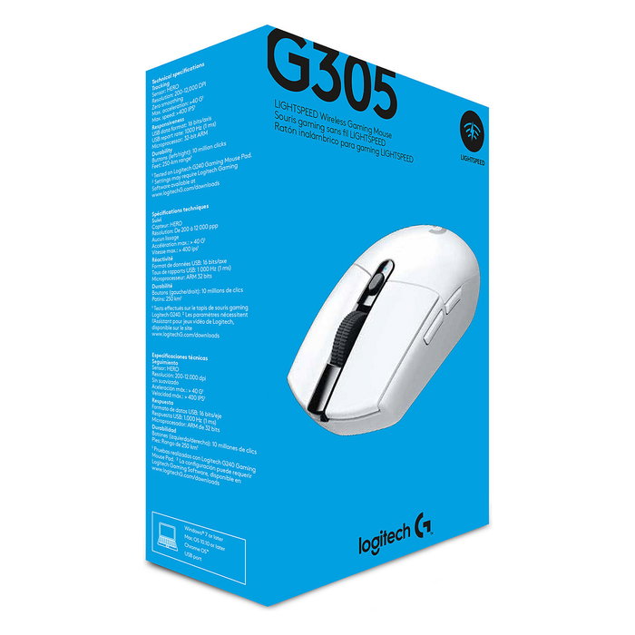 Logitech G305 Lightspeed Ratón Gaming Inalámbrico Blanco, 12000 DPI Logitech G305 Lightspeed Ratón Gaming Inalámbrico Blanco, 12000 DPI