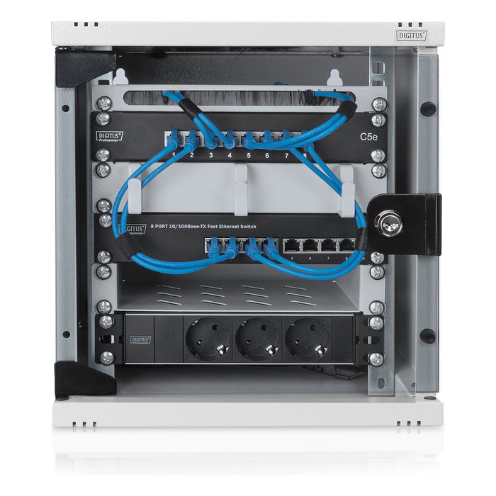 Digitus Armario Rack de Pared Compact 6HE 254mm (10") con Puerta de Cristal Gris - 312x300 mm, 30 kg Capacidad, IP20