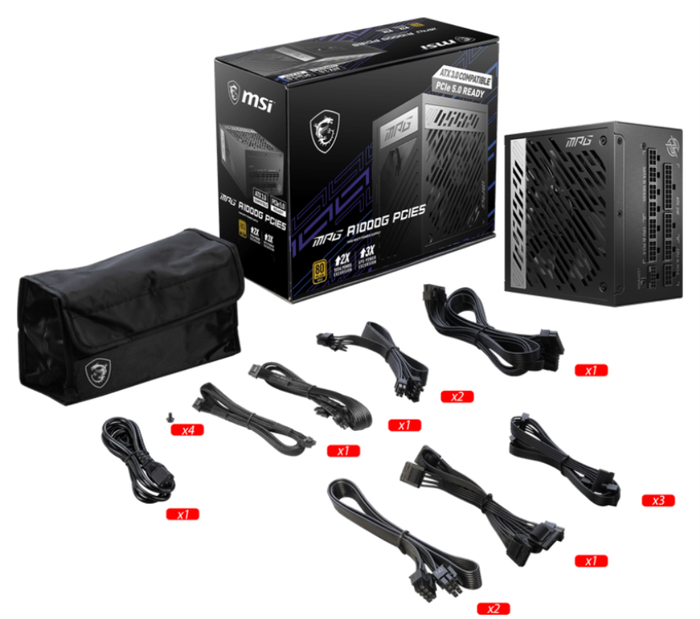 MSI MPG A1000G PCIE5 Fuente de Alimentación 1000 W 80 PLUS Gold Negro