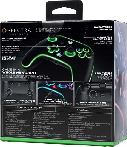 Power A Mando con Cable Spectra Infinity 1522360-01 para Xbox Serie X/S, Color Personalizable con LED