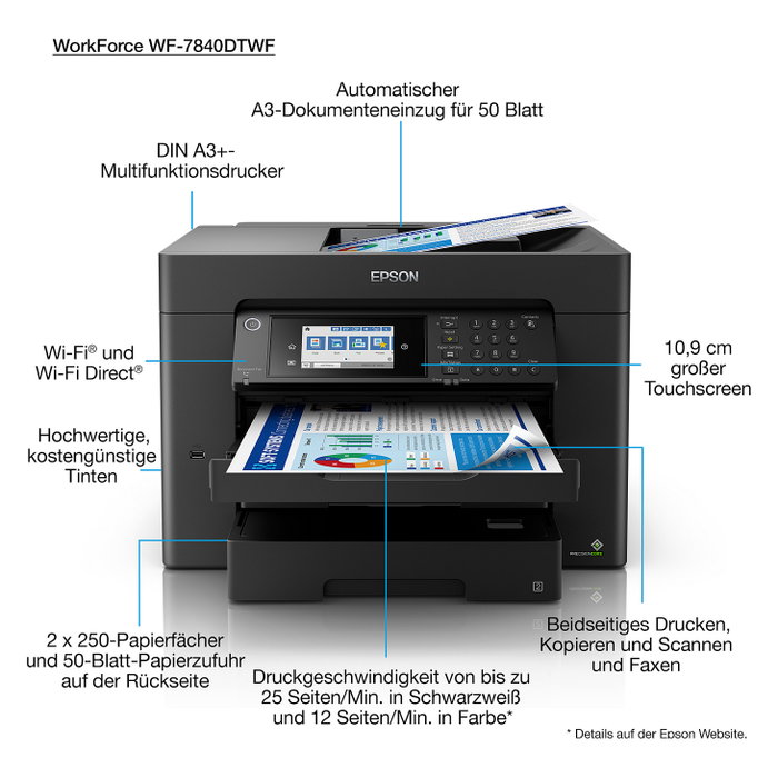 Epson WorkForce WF-7840DTWF A3+ Multifunción Negro