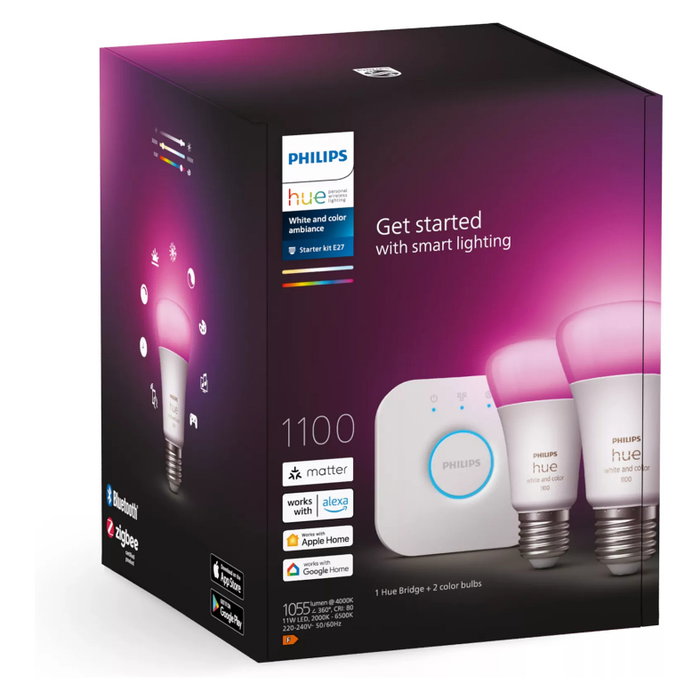 Philips Hue White and Color Ambiance Kit de inicio con 2 bombillas E27