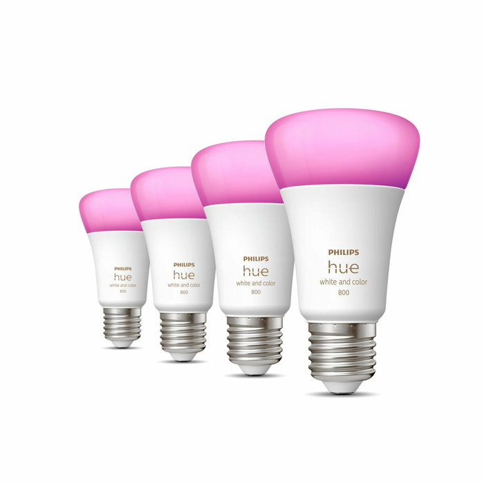 Philips Hue White & Color Ambiance, paquete de 4 bombillas LED E27, 800 lúmenes, Bluetooth compatible