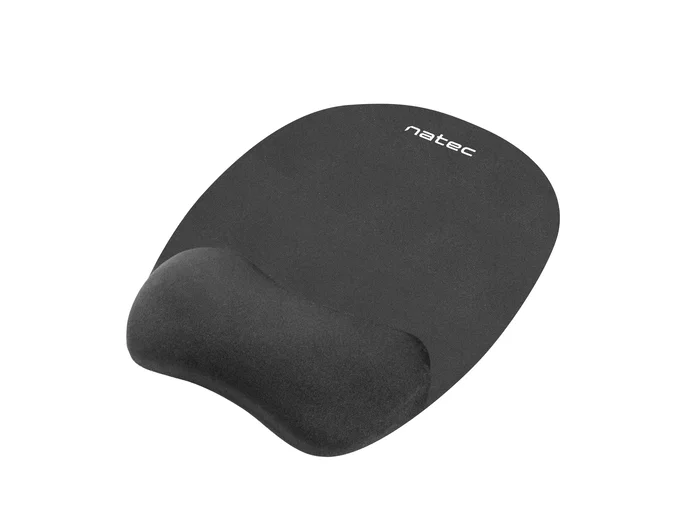 Natec Chipmunk - Alfombrilla Ergonómica de Tela con Espuma de Memoria y Base de Caucho Antiderrapante, Descansa Muñecas, Color Negro Monocromo