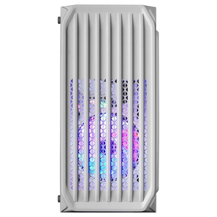 Mars Gaming MC-S2 Caja PC Gaming Micro-ATX Mini Tower Blanca con 2 Ventiladores FRGB, Rejilla Frontal, Ventana Lateral y Soporte para Refrigeración Líquida 240mm