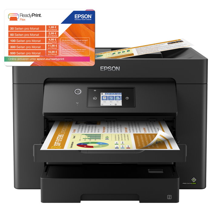 Epson WorkForce WF-7830DTWF - Multifunción Tinta A3/A4 4en1, WiFi, Ethernet, Duplex Automático, ADF, Pantalla Táctil, Impresión, Escaneo, Fax, Color
