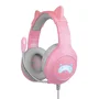 FR-TEC Tanooki - Auriculares Gaming con Micrófono Alámbrico para PS5, PS4, Xbox, Switch, PC, Diadema con LED, Altavoces 50mm, Color Gris y Rosa, Conexión Jack 3.5mm