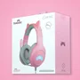 FR-TEC Tanooki - Auriculares Gaming con Micrófono Alámbrico para PS5, PS4, Xbox, Switch, PC, Diadema con LED, Altavoces 50mm, Color Gris y Rosa, Conexión Jack 3.5mm