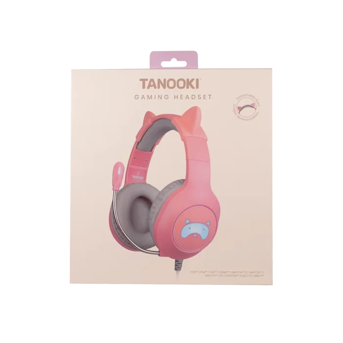Tanooki Gaming Headset Gris y Rosa