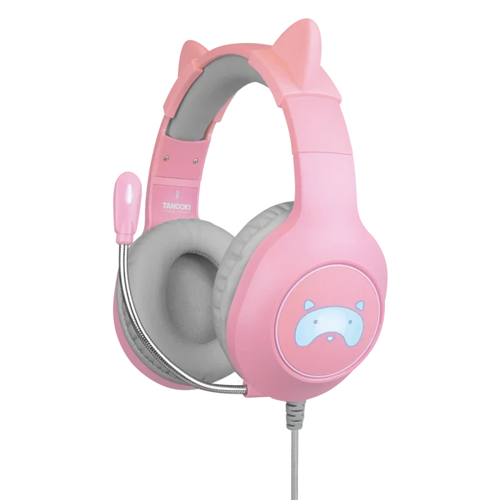 Tanooki Gaming Headset Gris y Rosa