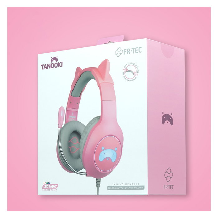 Fr-Tec Tanooki Auriculares Gaming con Micrófono Jack 3.5 Rosa
