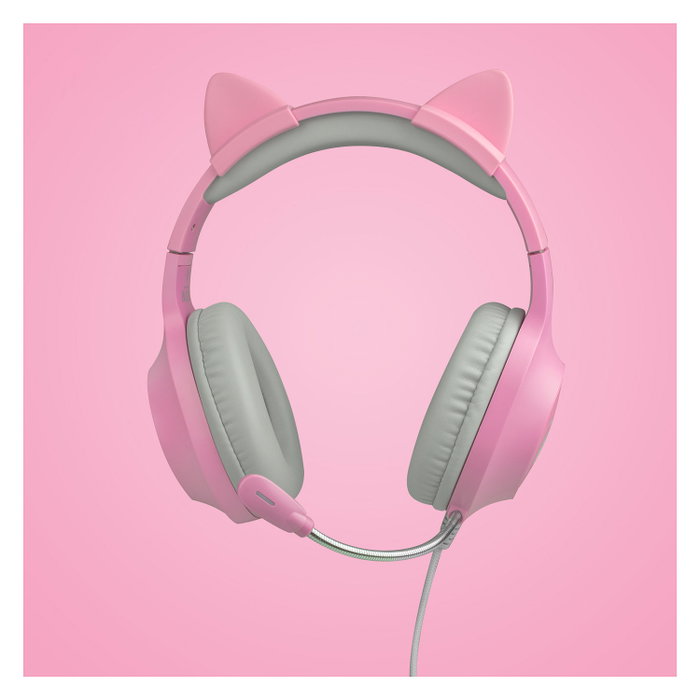 Tanooki Gaming Headset Gris y Rosa