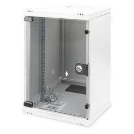 Digitus Carcasa Mural Compacta 9HE 254mm 10" con Puerta de Cristal Gris