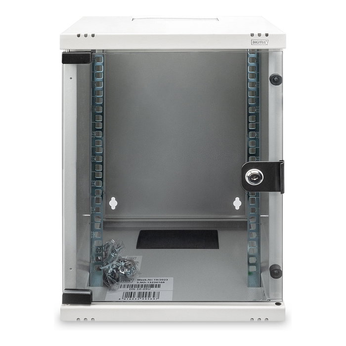 Digitus Carcasa Mural Compacta 9HE 254mm 10" con Puerta de Cristal Gris