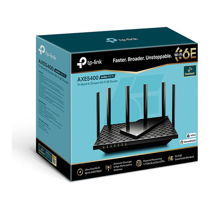 TP-Link Archer AXE75 AX5400 Router Wi-Fi 6E Tribanda