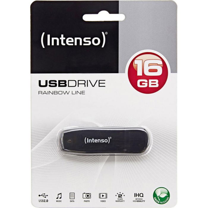 Intenso Rainbow Line 3502470 - Pendrive USB 2.0 Tipo A, 16 GB, Negro Intenso Rainbow Line 3502470 - Pendrive USB 2.0 Tipo A, 16 GB, Negro